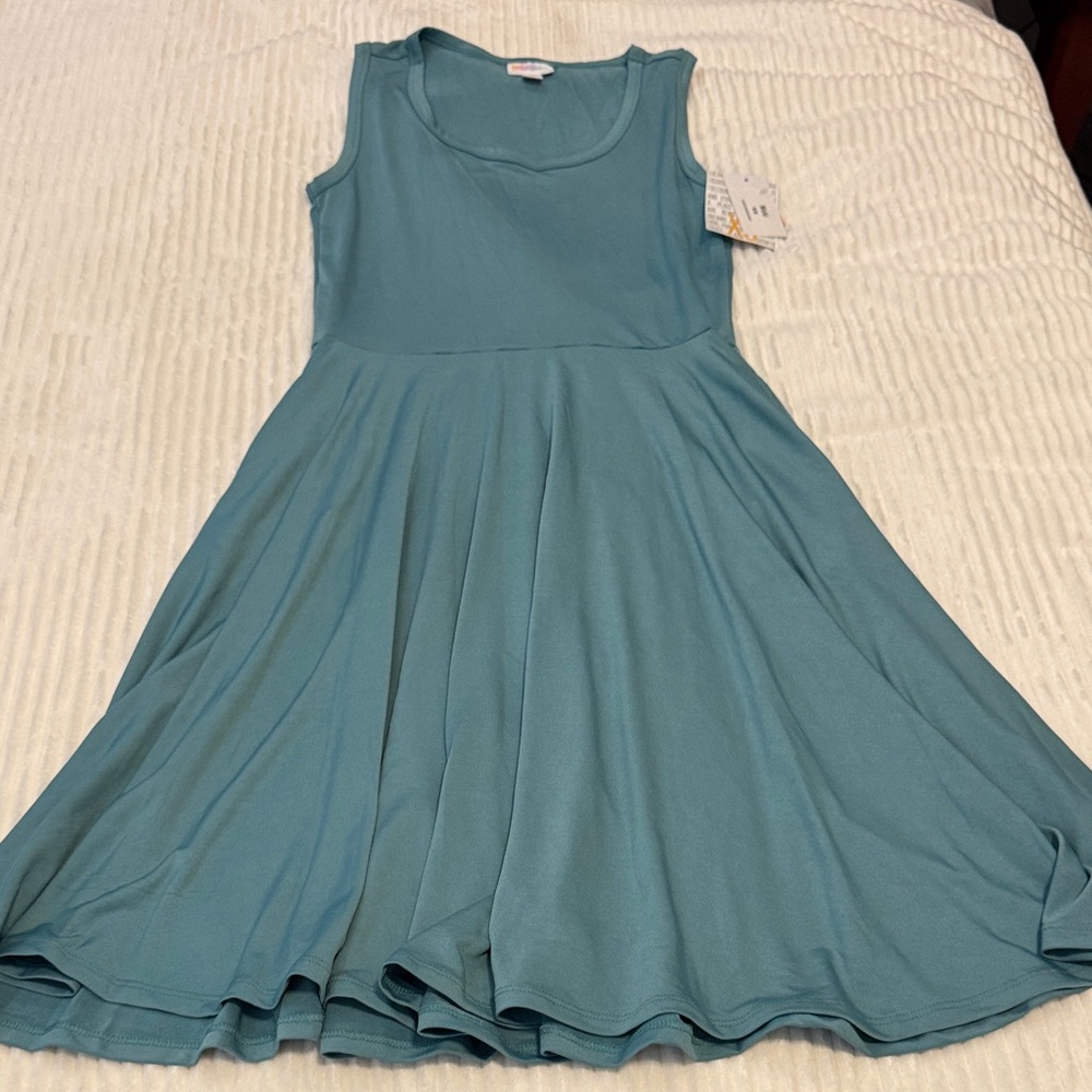 LuLaRoe Teal Blue Tank top dress pockets super cute and very stretchy Nikki
